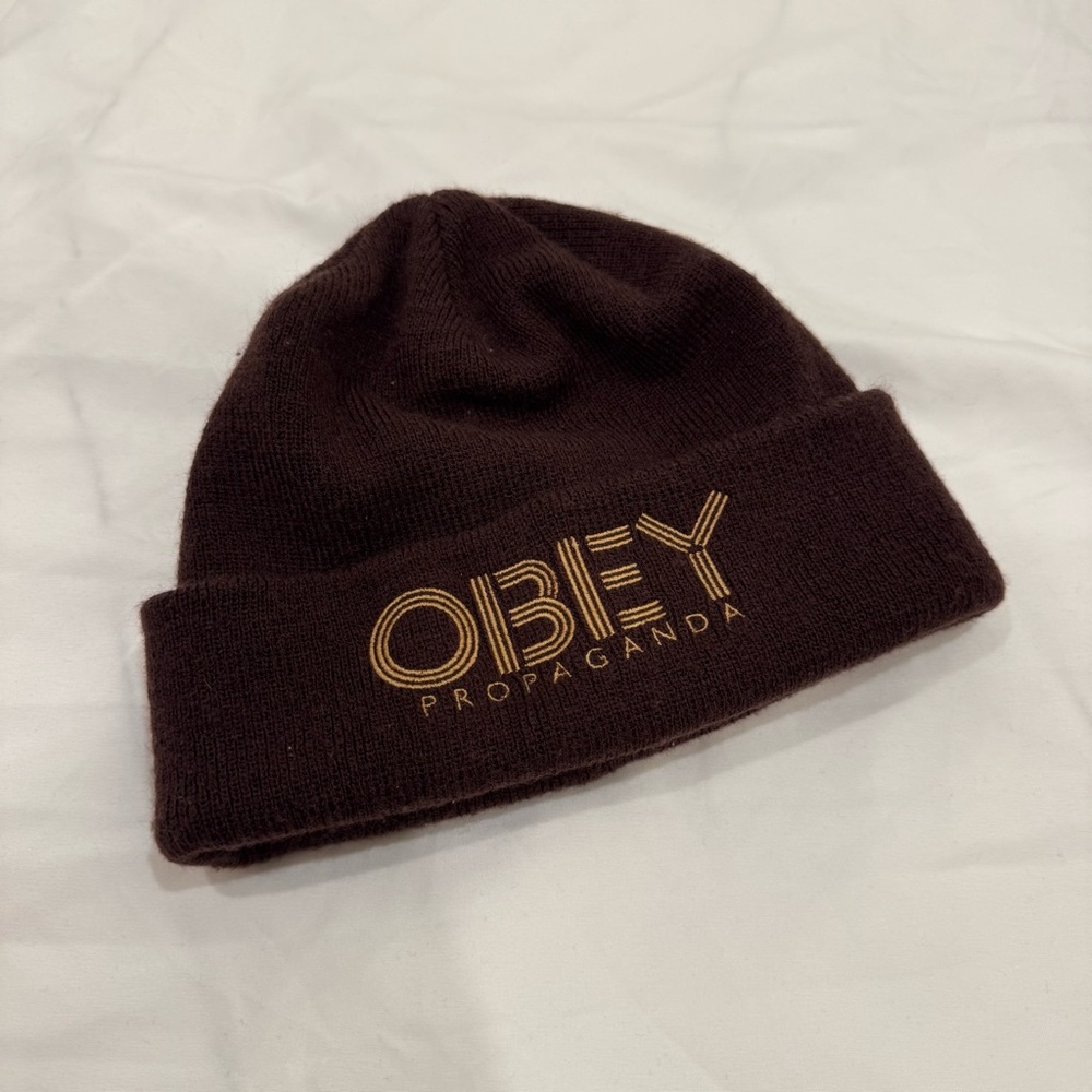 OBEY Propaganda Beanie Chocolate Brown Knit One Size